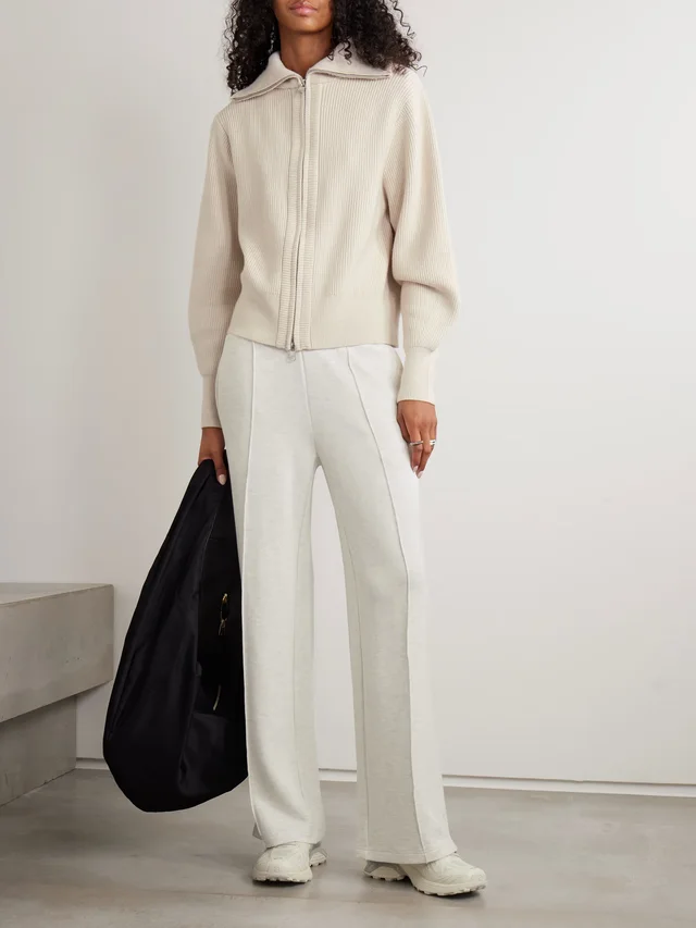 VARLEY Enrico ribbed-knit turtleneck cardigan in Beige, photo 2 of 2 from NET-A-PORTER (Canada)