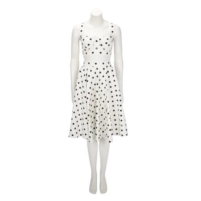 Dolce & Gabbana Polka Dot Crop Top & Skirt IT 40 in White from Blue Spinach
