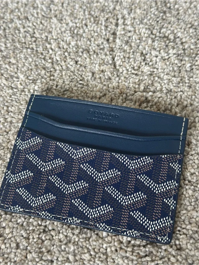 Goyard Navy Blue Card Holder in brown|blue|red Leather from Poshmark