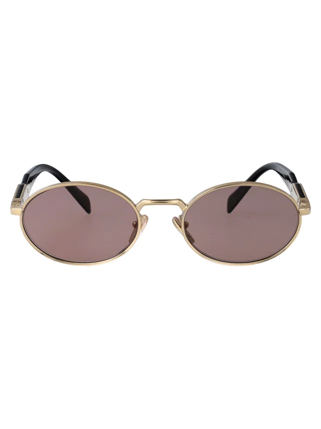 Prada 0pr Oval Metal Frame Sunglasses — Gold in Gold from HEWI