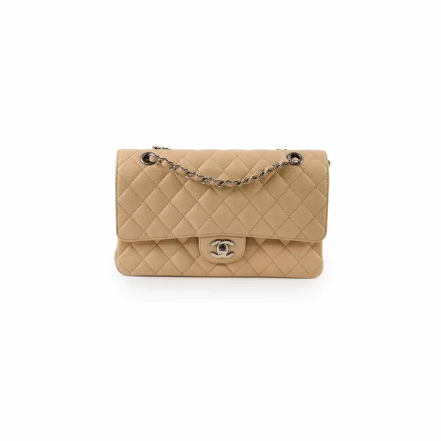 Chanel Classic Flap Medium/Large Caviar Beige in Beige Caviar leather from The Purse Affair