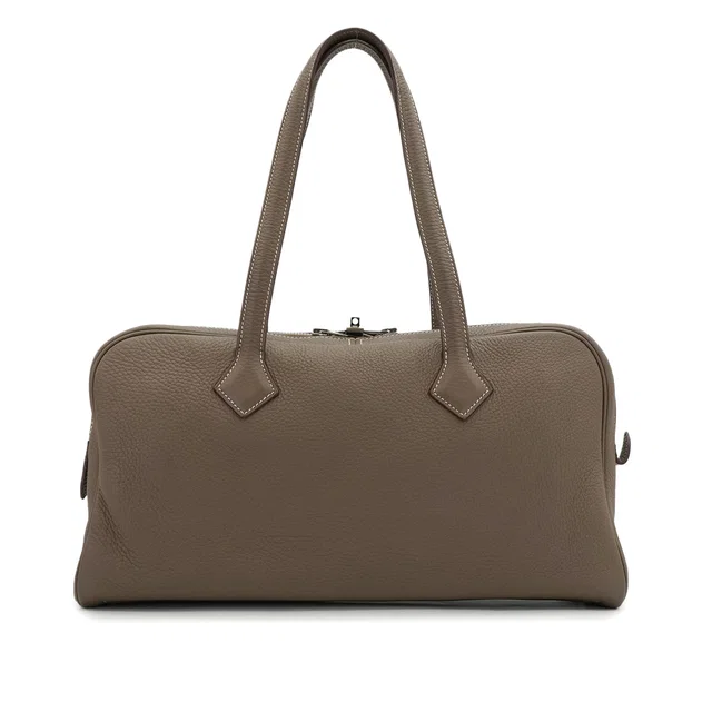Hermès Victoria Elan 38 Etoupe Taurillon Clemence Hand Bag 2012 Square P Palladium Hardware in Taupe Clemence leather from Luxury Promise