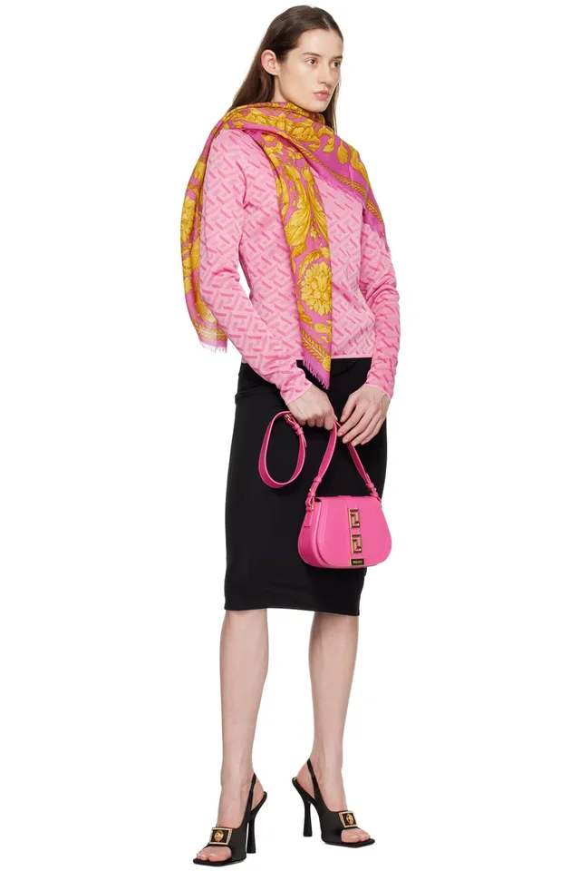 Versace Pink 'La Greca' Long Sleeve Crewneck, photo 4 of 4 from SSENSE