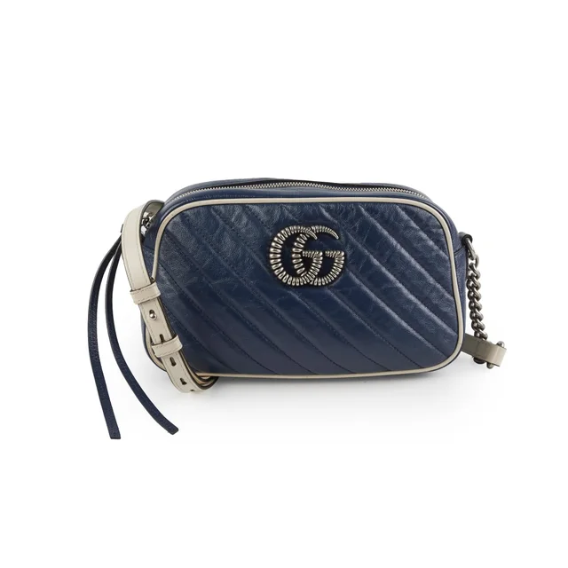 Gucci GG Marmont Calfskin Camera Bag Navy in Navy Calfskin from The Purse Affair