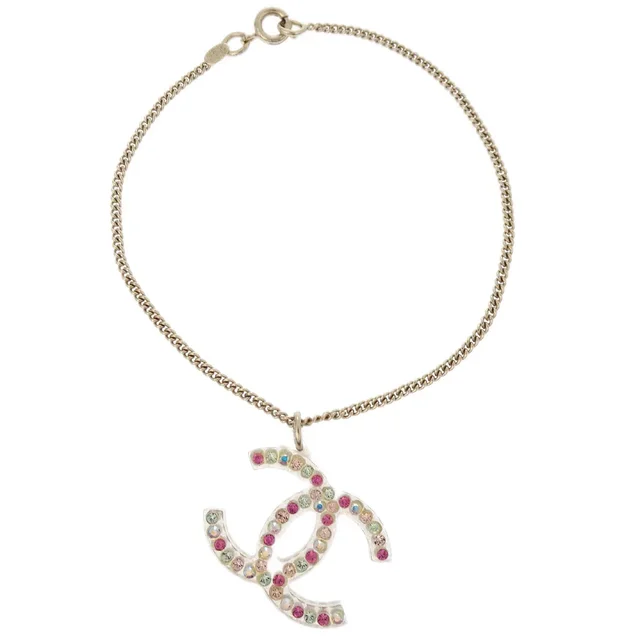 Chanel Gold Chain Bracelet Rhinestone 04A in Gold from AMORE Vintage Tokyo
