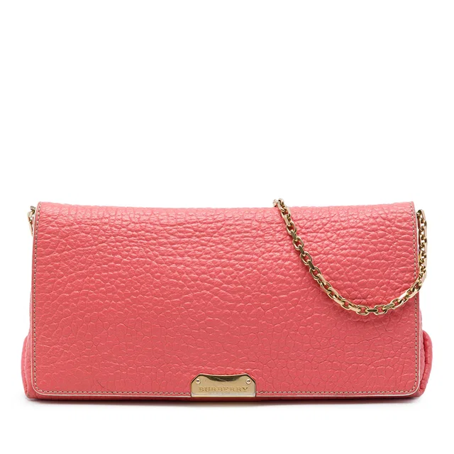 Pink Burberry Medium Grained Calfskin Mildenhall Crossbody in Pink Caviar leather from Designer Revival