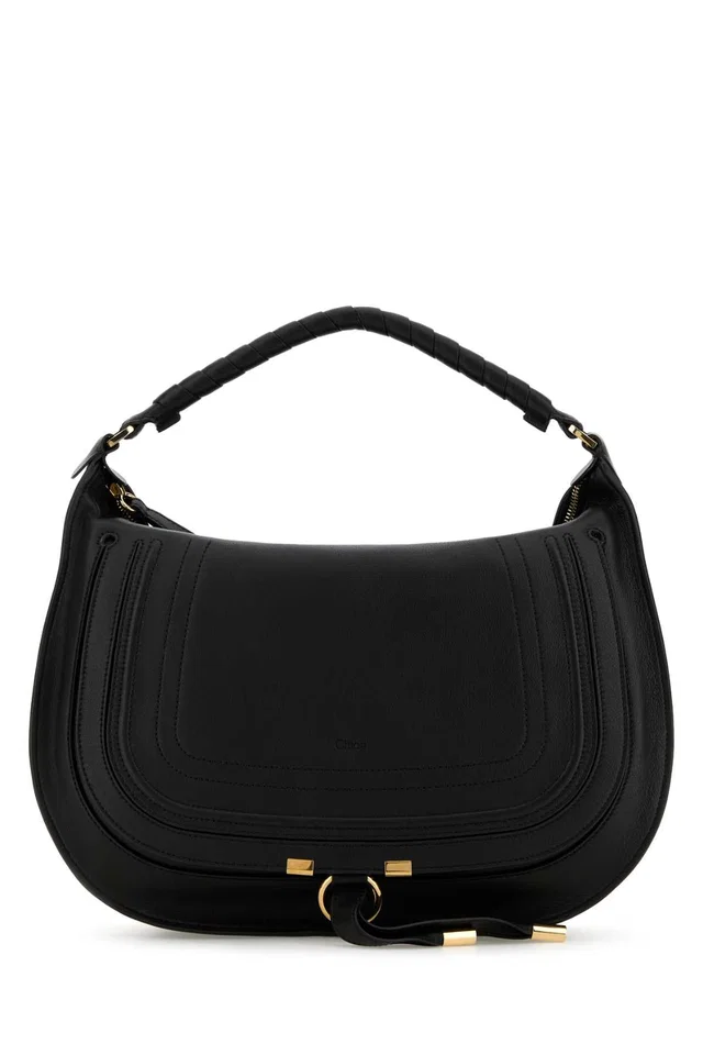 Chloé Marcie Shoulder Bag — Black in Black Calfskin from HEWI