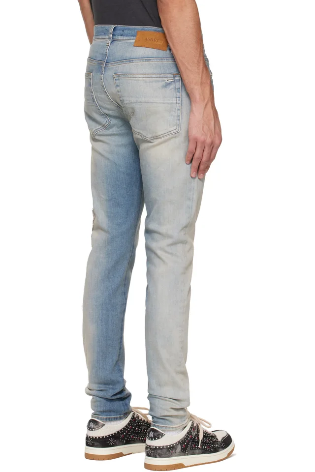 AMIRI Blue MA Quad Applique Skinny Jeans, photo 3 of 4 from SSENSE