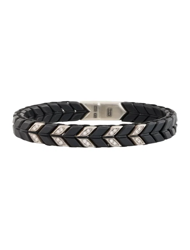 David Yurman Diamond Chevron Woven Bracelet, 6.75" in multicolor Woven leather from The RealReal