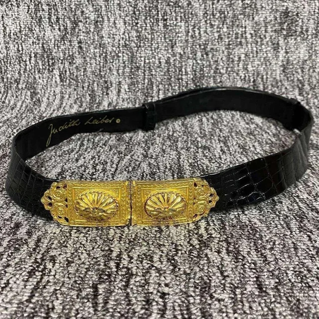 Judith Leiber Women's Belt - Black/Gold in black|gold from Depop, photo 1 of 1