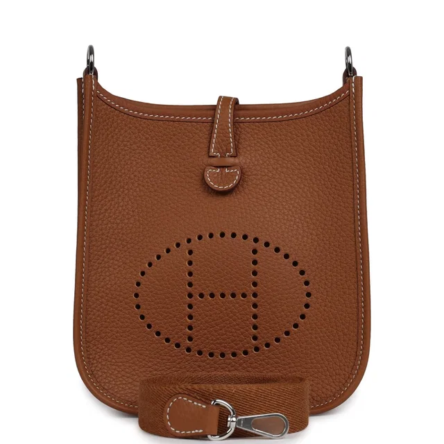Hermès Evelyne TPM Gold Clemence Palladium Hardware in Gold Clemence leather from Madison Avenue Couture