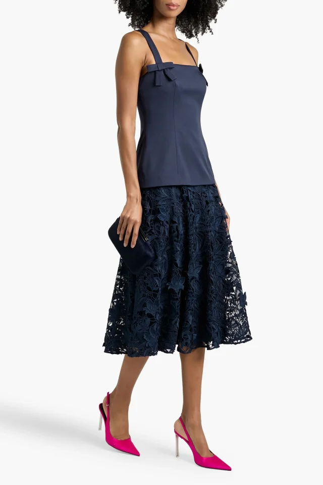 Badgley Mischka Guipure Lace and Twill Midi Dress, photo 2 of 4 from THE OUTNET