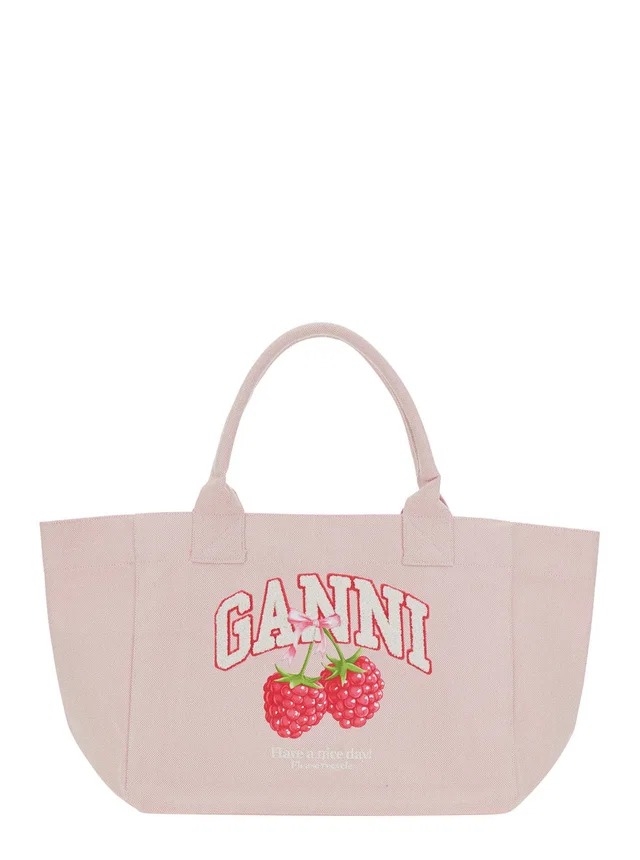 GANNI Trapeze Tote Bag — Pink Cotton in Pink from HEWI