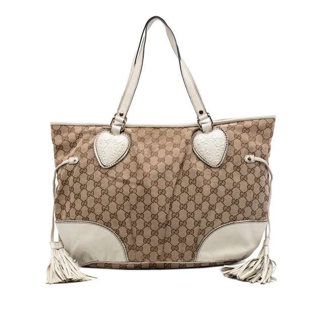 White Gucci Large GG Canvas Tribeca Tote in White Canvas from Designer Revival
