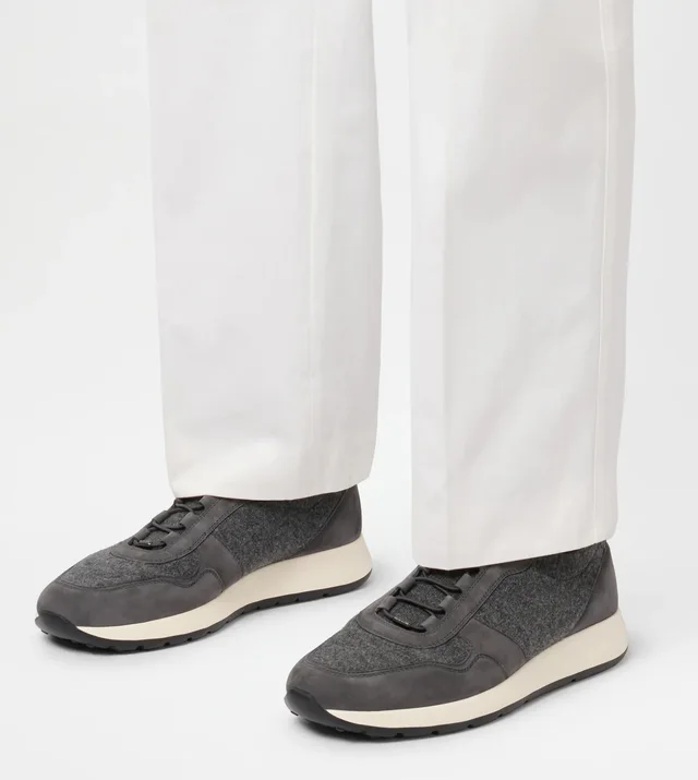 Tod's suede-panelled felt sneakers, photo 4 of 7 from SENSER