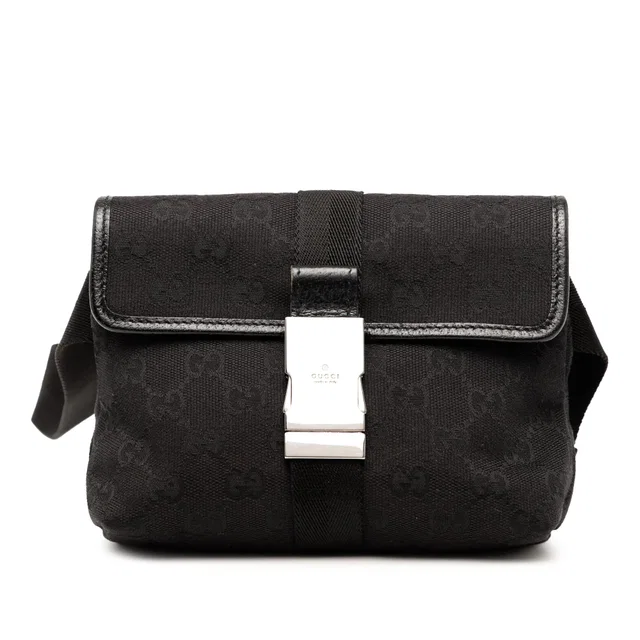 Black Gucci GG Canvas Belt Bag in Black Canvas from Designer Revival