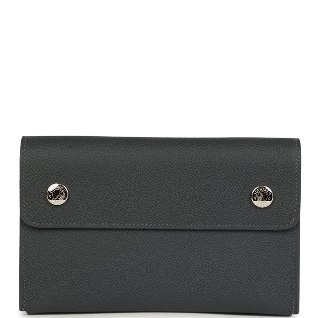 Hermès Hermesnap Wallet Ardoise Epsom Palladium Hardware in Epsom leather from Madison Avenue Couture