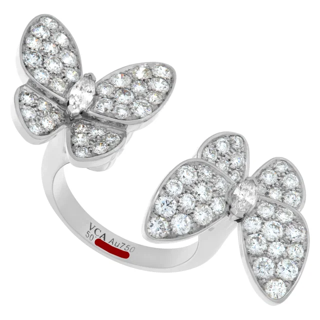 Van Cleef & Arpels Two Butterfly ring in White White Gold from Gray And Sons