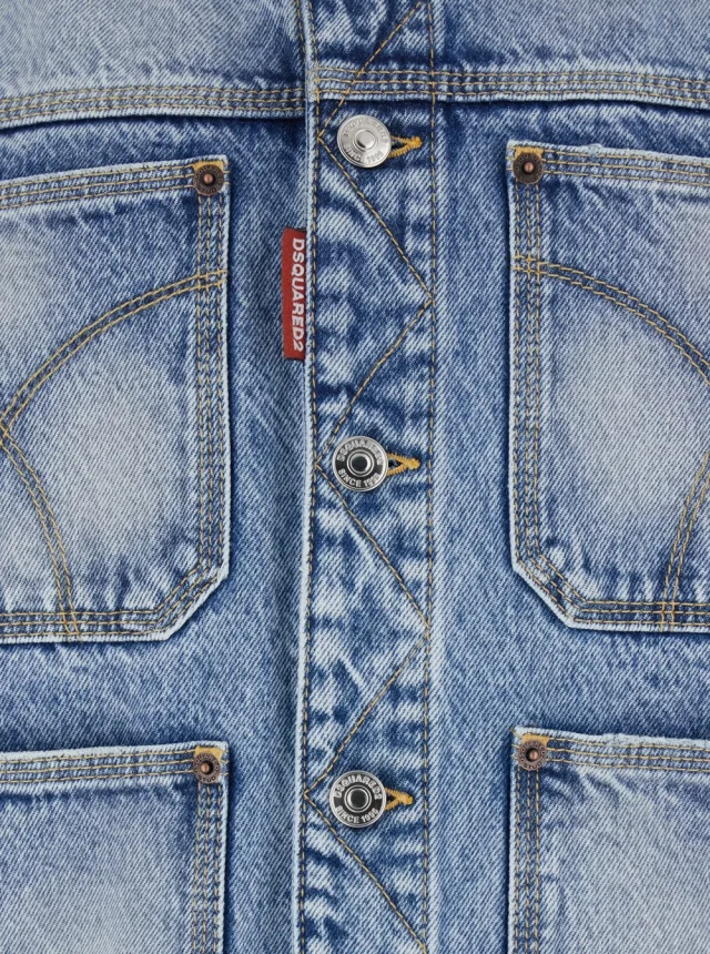Dsquared2 Light Blue Jacket '70's' with Classic Collar and Four Patch Pockets on the Front in Denim for Men in 100% Cotton, photo 5 of 6 from Gaudenzi Boutique