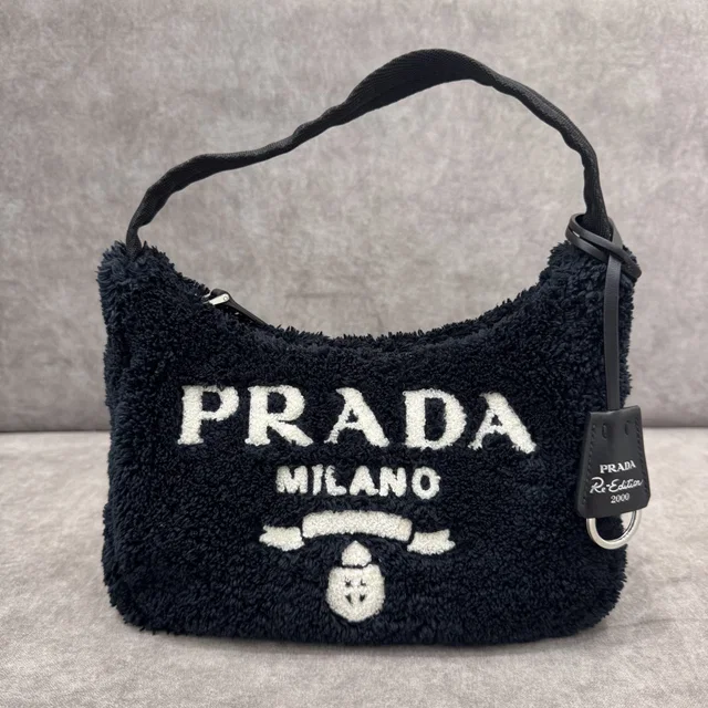 Prada Re-Edition 2000 Terry Bag in Embroidered, Metal, terry body from Reowned
