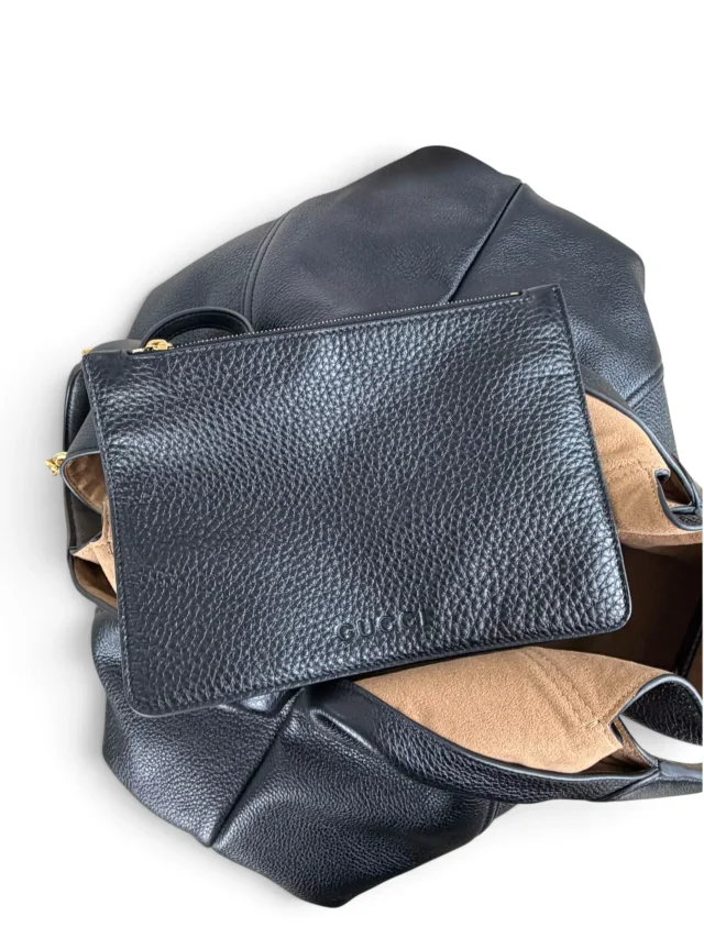 Gucci Grained Leather Softbit Maxi in Black Caviar leather from Season 2 Consign, photo 9 of 10