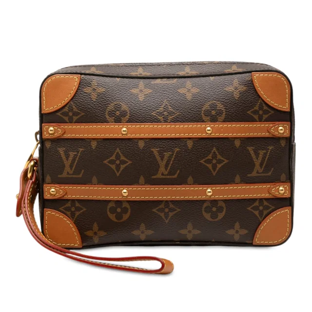 Brown Louis Vuitton Monogram Soft Trunk Pouch Clutch Bag in Brown Coated canvas from Designer Revival
