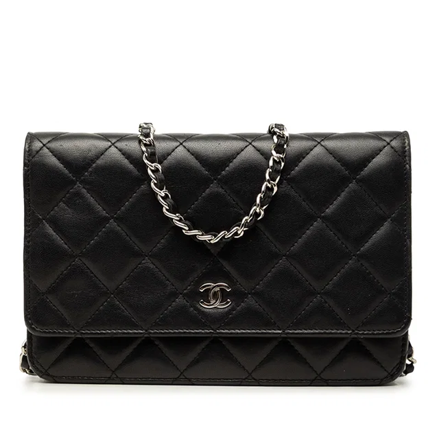 Black Chanel CC Quilted Lambskin Wallet On Chain Crossbody Bag in Black Lambskin from Designer Revival, photo 1 of 1