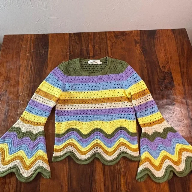 Zimmermann Women's Sweater - Multi - 0 in multicolor from Depop