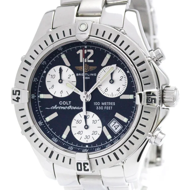Breitling Colt Chrono Ocean Steel Quartz Mens Watch A53350 Polished in Black from Elady