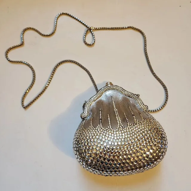 Judith Leiber 1967 Chatelaine Minaudiere Swarovski Crystals Metal Clutch In Vguc in silver|gray from Poshmark