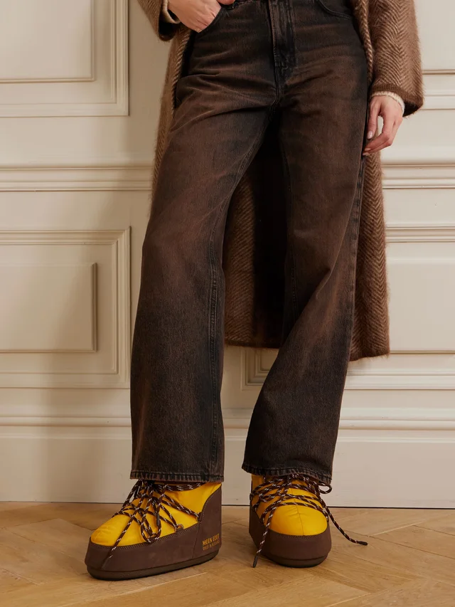 MOON BOOT + Guest in Residence Icon Low suede-trimmed shell snow boots in Brown, photo 2 of 2 from NET-A-PORTER (Canada)