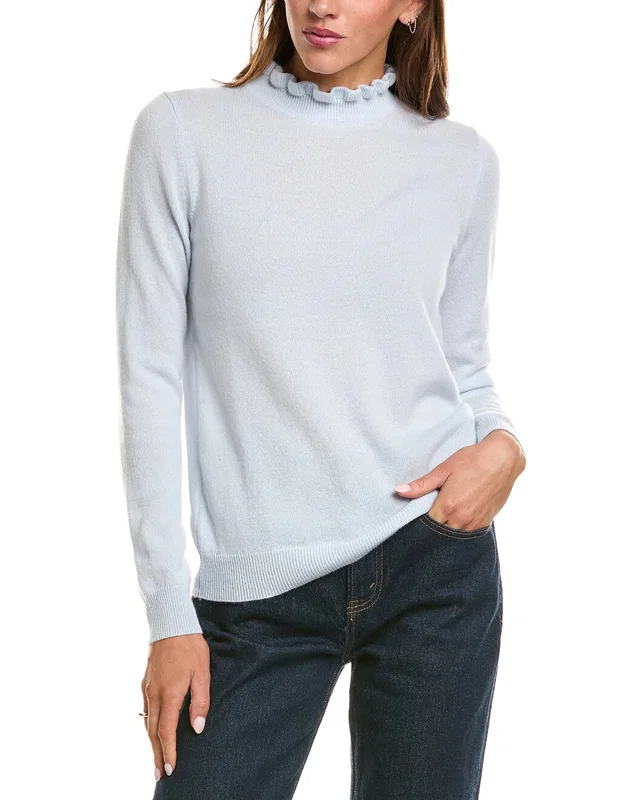 sofiacashmere Ruffle Mock Neck 100% Cashmere Sweater, image 1 of 1 from Rue La La