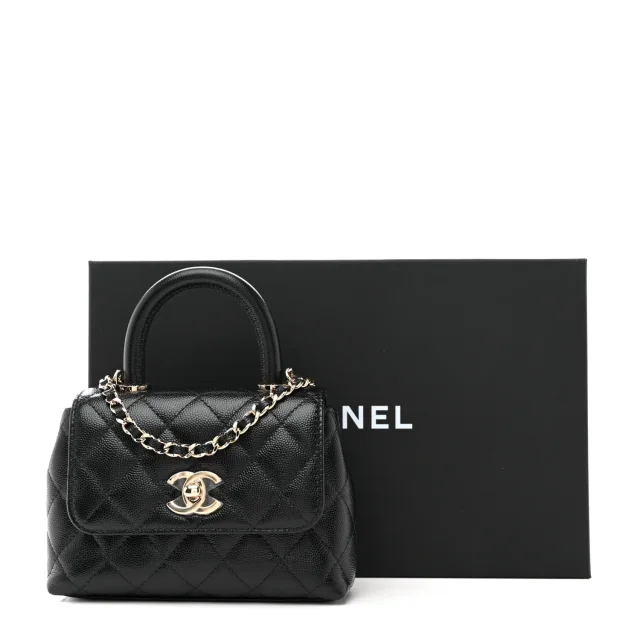 Chanel Caviar Quilted Coco Handle Clutch in Black Caviar leather from FASHIONPHILE, photo 11 of 11
