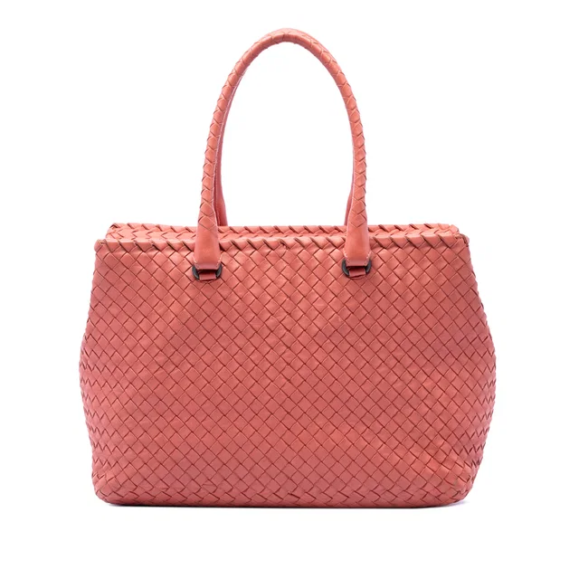 Pink Bottega Veneta Nappa Intrecciato Brick Tote in Pink Nappa leather from Designer Revival