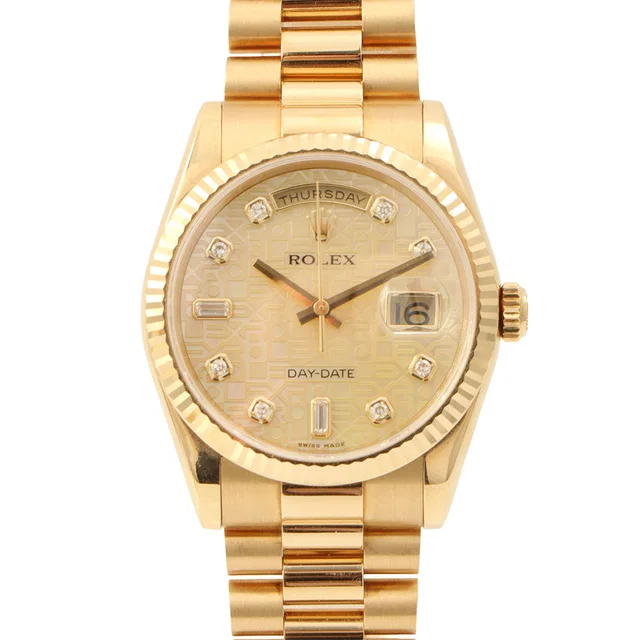 Rolex Circa 2005 10P Diamond Computer Face Day-Date 36mm D-serial Automatic Yellow Shell in Yellow from VINTAGE QOO TOKYO