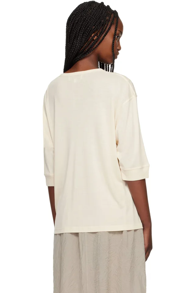 Studio Nicholson Beige Lorem Jersey Henley, photo 3 of 4 from SSENSE