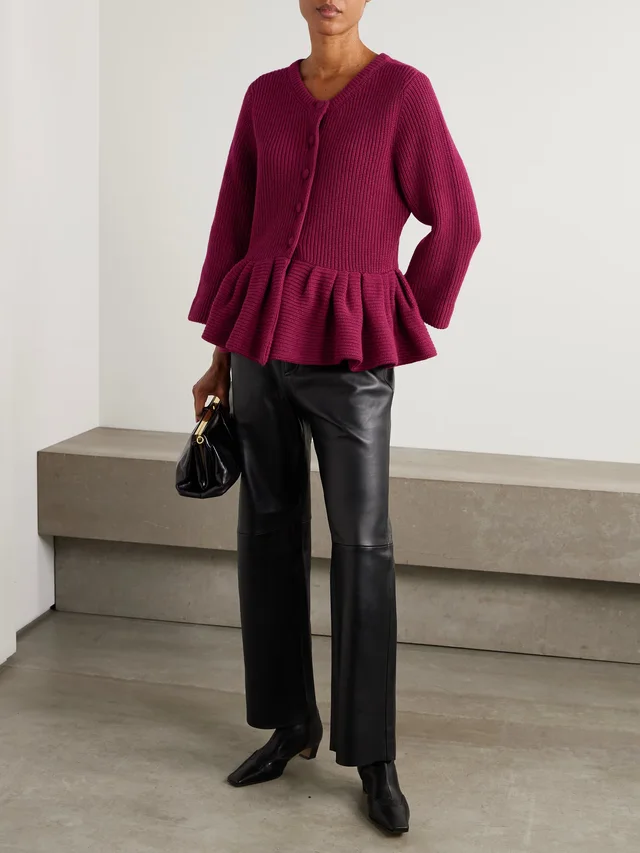 LIBEROWE Ruffled cashmere peplum cardigan in Red, photo 2 of 2 from NET-A-PORTER (Canada)