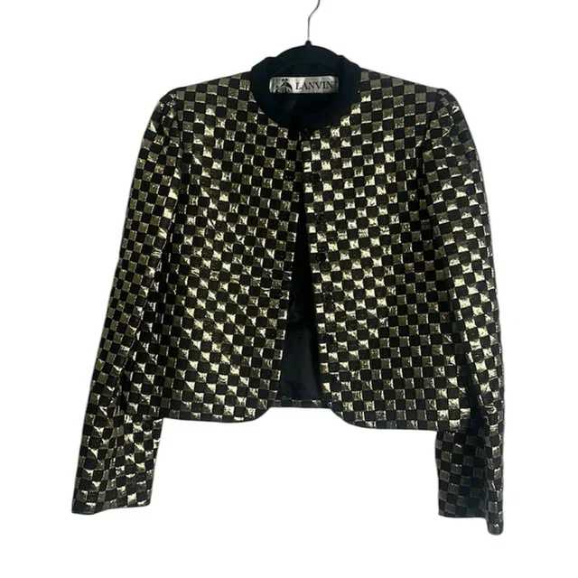 Lanvin Plaid Metallic Jacket Size Small in black|gold from Poshmark