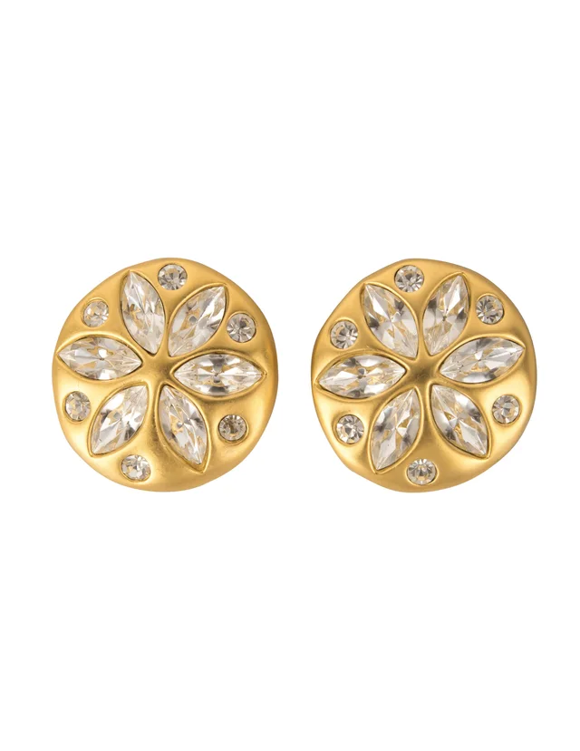 Givenchy Vintage Massive Crystal and Satin Gold Earrings in Gold Satin from Amarcord Vintage Fashion