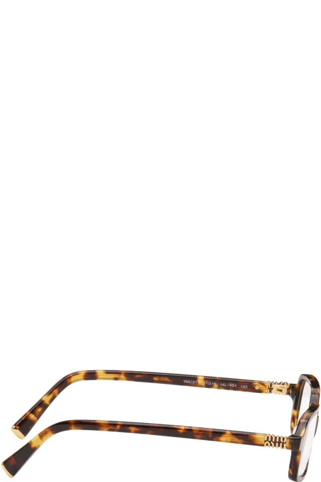 Miu Miu Eyewear Brown Rectangle Glasses, photo 2 of 4 from SSENSE