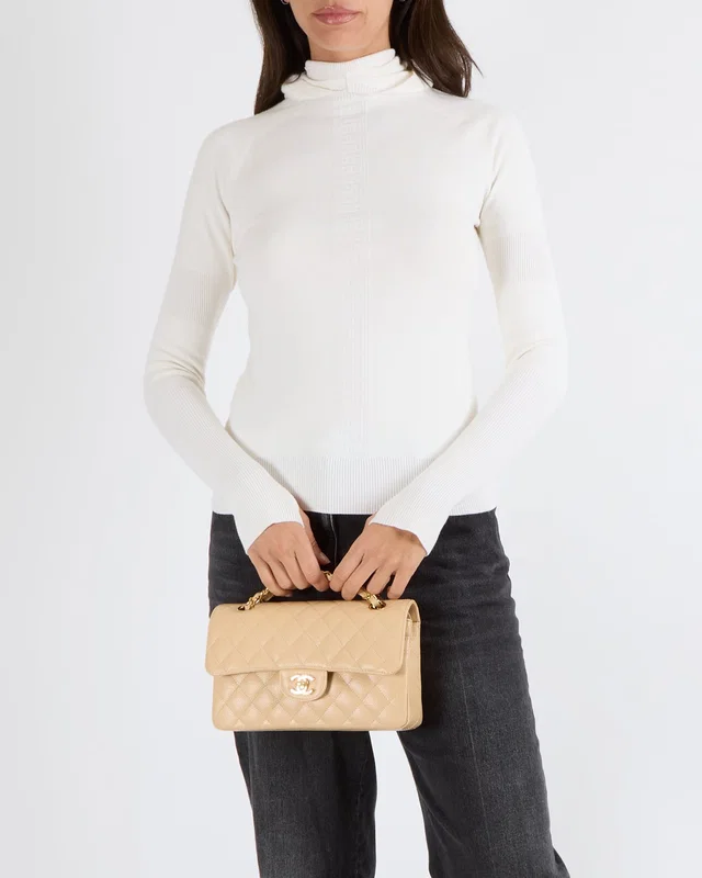Chanel Cream Wool Hooded Jumper with Logo Embroideries and Silver CC Logo Button Detail Size FR 36… in White Wool from Sellier