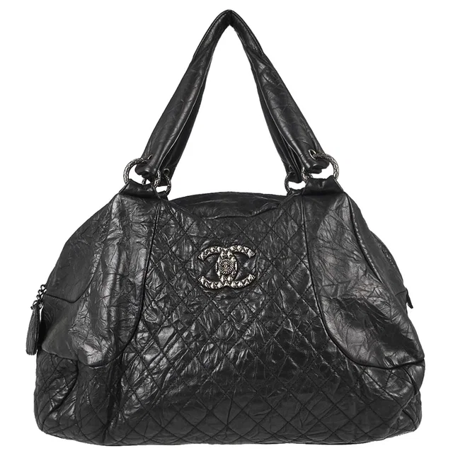 Chanel 2012-2013 Black Calfskin Coco Rider Bowling Bag Handbag in Black Calfskin from AMORE Vintage Tokyo