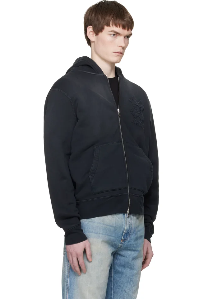 AMIRI Black MA Quad Zip Hoodie, photo 2 of 4 from SSENSE