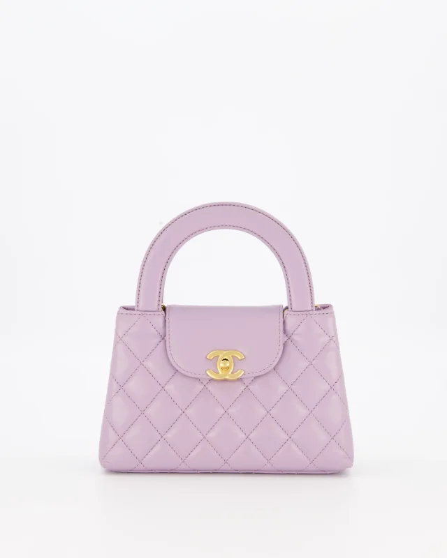 Chanel Lilac Small Mini Kelly Shopping Bag in Purple Calfskin from Sellier, photo 4 of 21