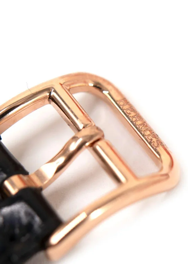 Hermès Black Alligator and Diamond Heure H Watch in Black Crocodile from HEWI, photo 9 of 10