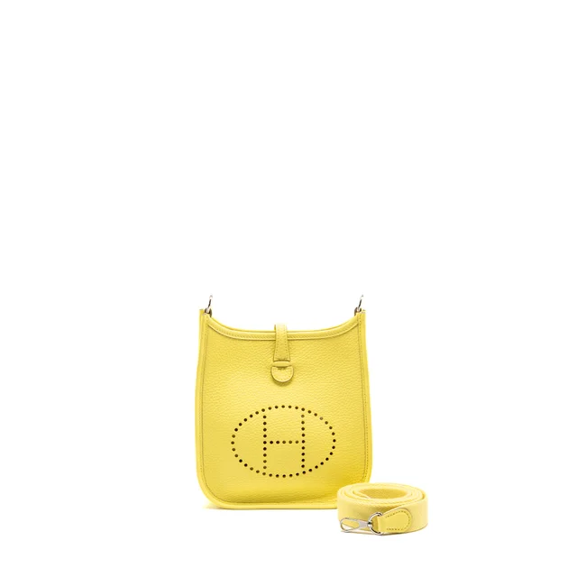 Hermès Mini Evelyne Clemence Limoncello SHW Stamp W in Clemence leather from EMIER