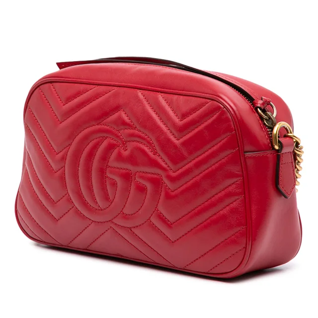 Red Gucci Small GG Marmont Matelasse Leather Crossbody in Red Leather from Designer Revival, photo 2 of 2