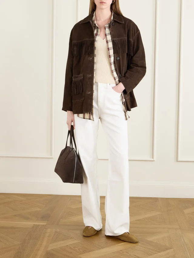 NILI LOTAN Fringed suede jacket in dark brown 100% Goat, photo 2 of 5 from NET-A-PORTER (Canada)