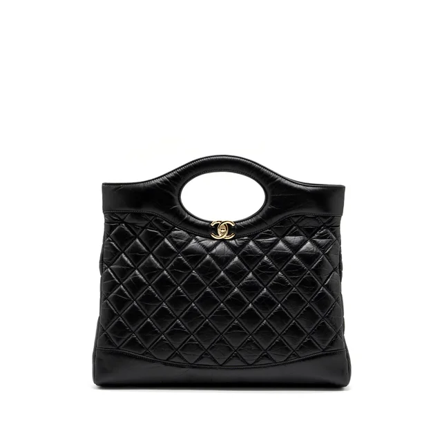 Chanel Large 31 Bag Aged Calfskin Black LGHW (Microchip) in Black Calfskin from EMIER