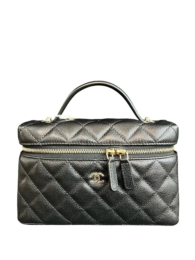 Chanel 25C Vanity Pochette Black Caviar LGHW in Black Caviar leather from Luxury Promise